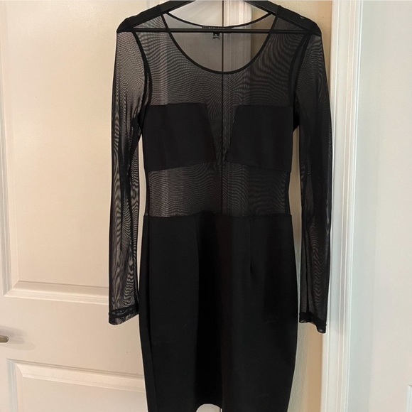 ♠️ Black Sheer Long Sleeve Cocktail Bodycon Dress , Size: M - Picture 3 of 9